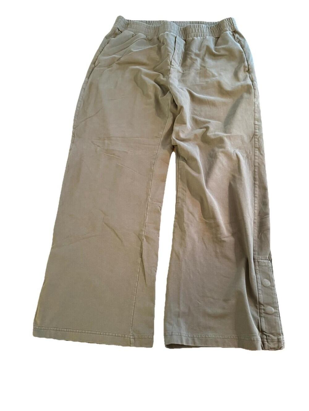 Pact Women’s Wide Leg XL Olive Green Ankle Snaps Organic Cotton